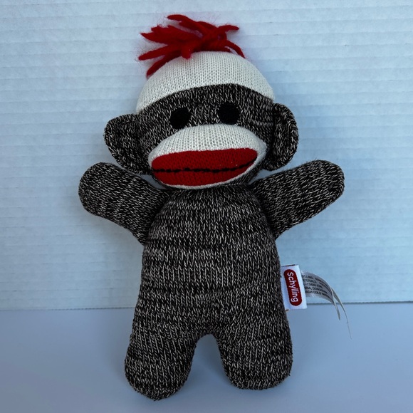 Schylling Brown Sock Monkey (2009) 8 inches/20 cm. Stuffed Animal - Picture 2 of 8